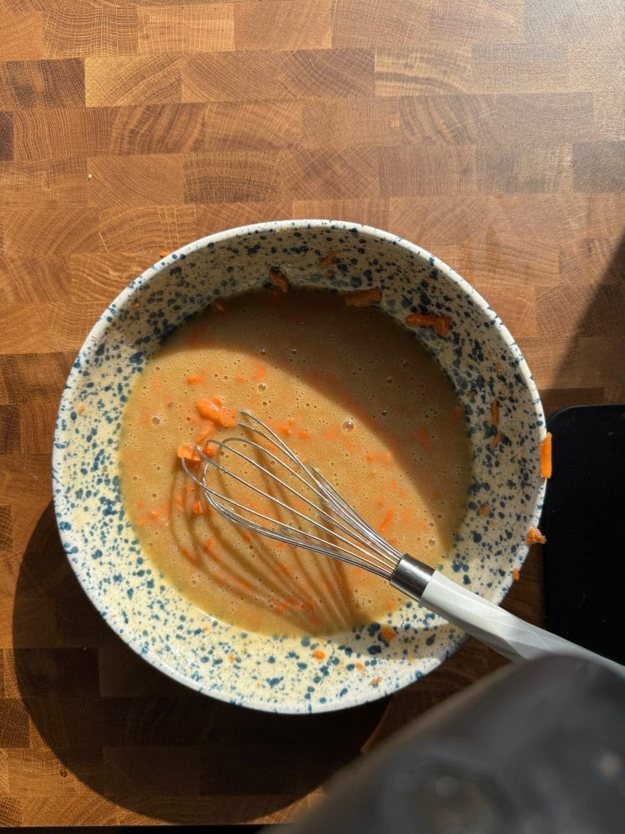 The wet ingredients whisked together.