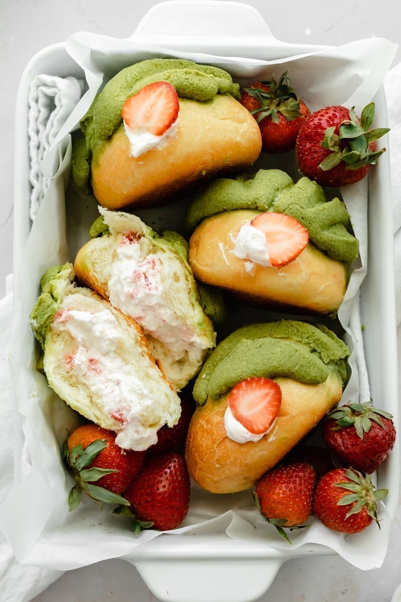 Strawberry Matcha Buns