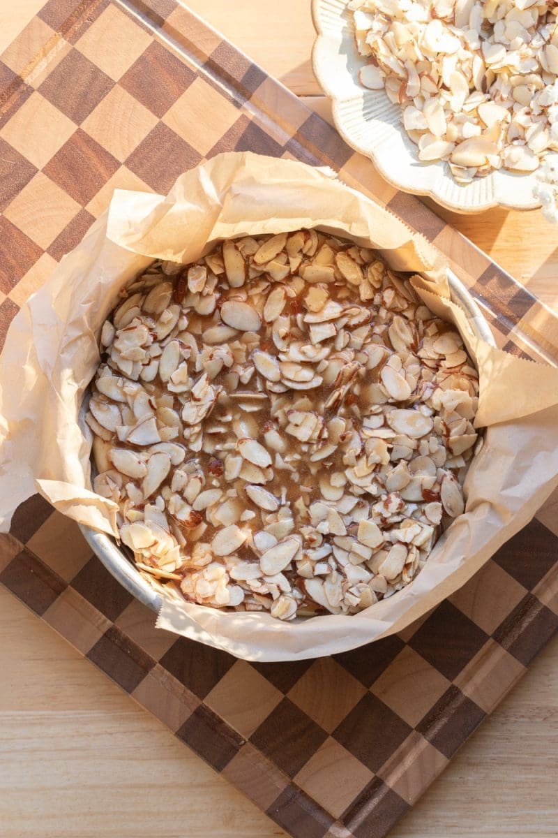 The topped bee sting cake, before baking.