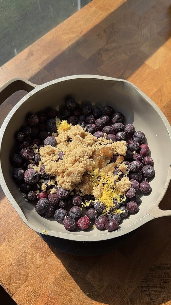 Making blueberry jam.