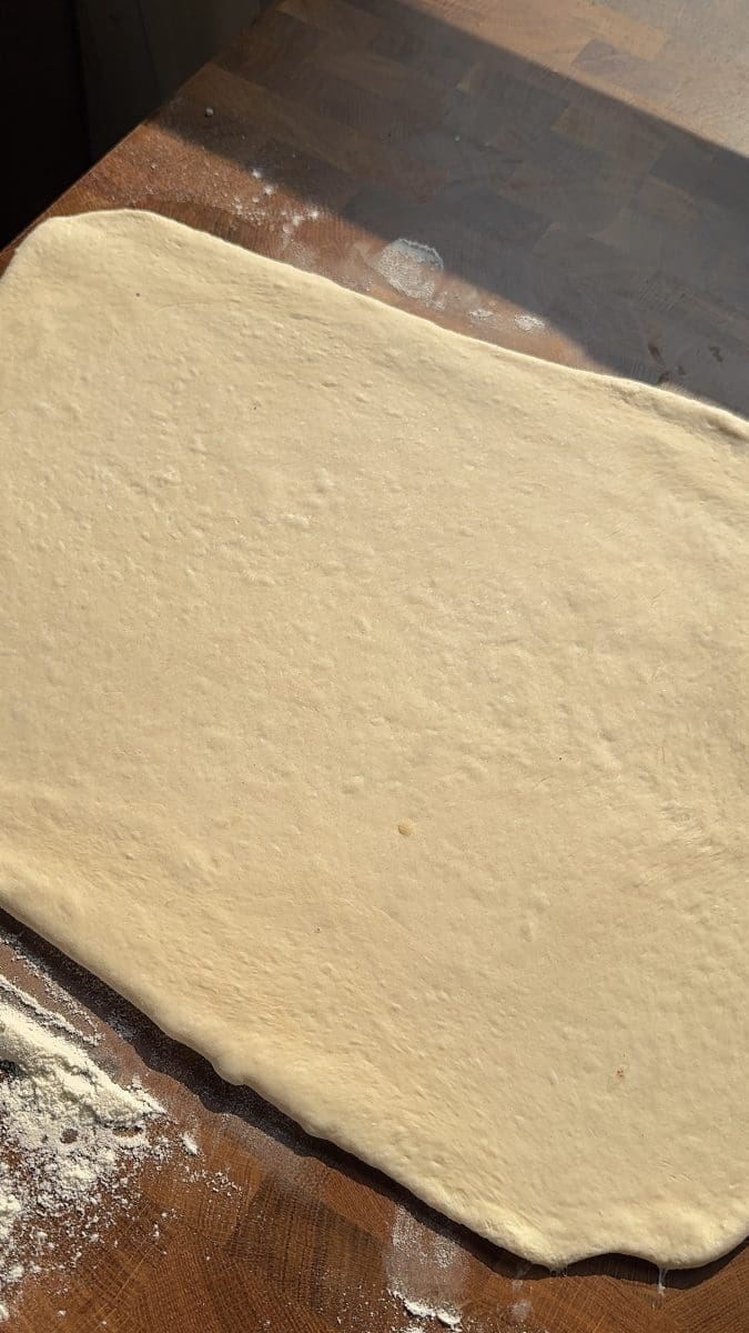 The dough rolled out.