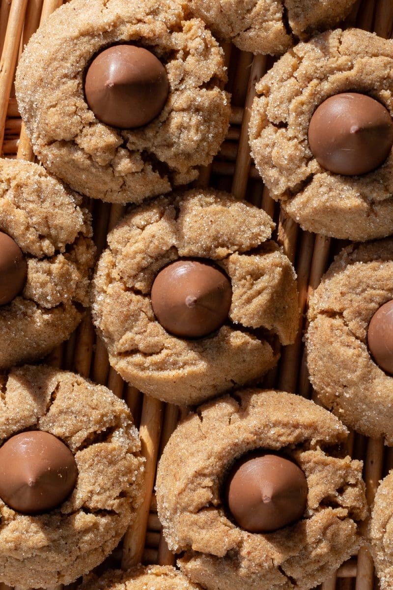Close up of the small batch peanut butter blossoms.