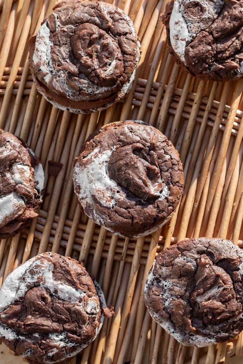 Hot Chocolate Brownie Cookie Sandwiches