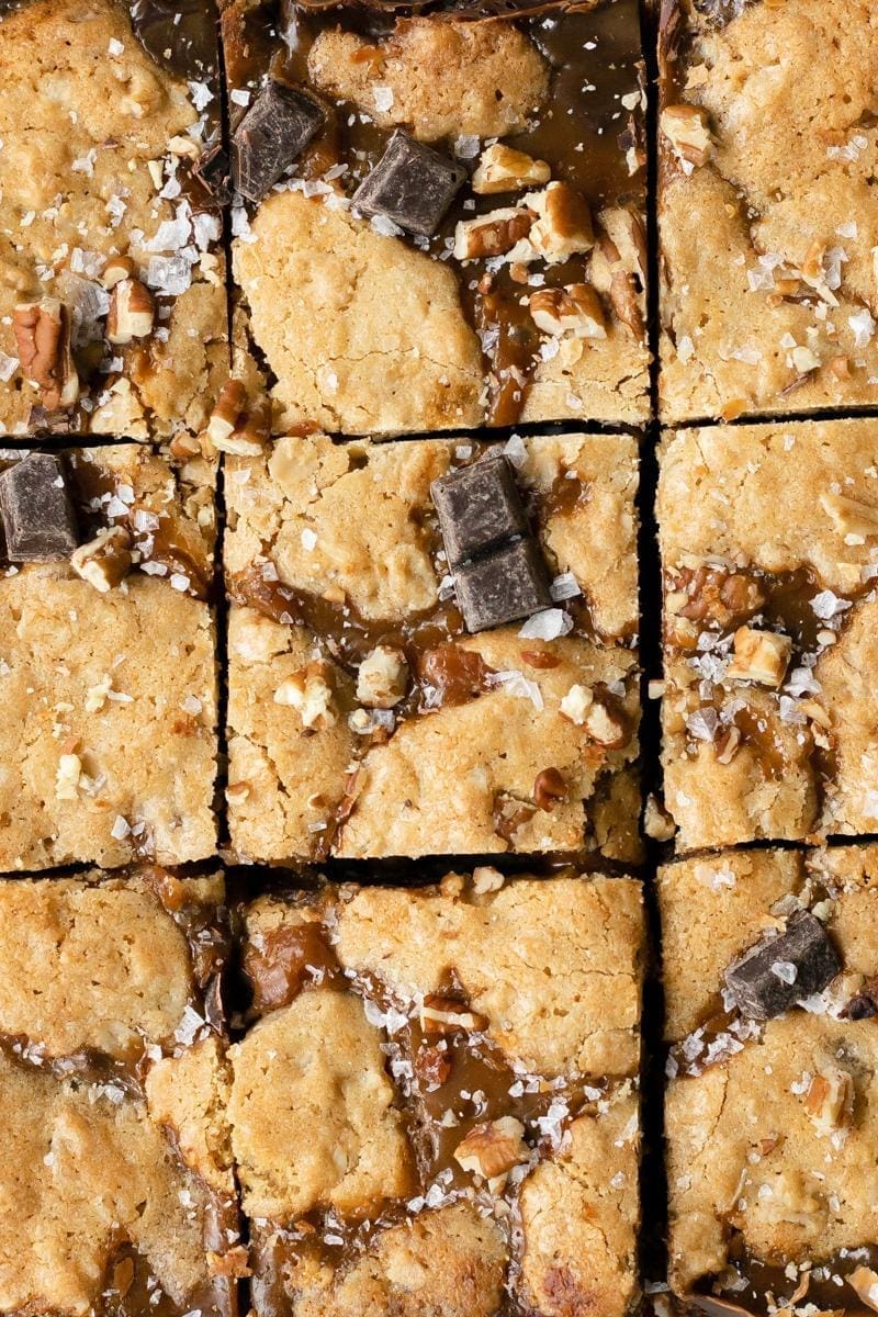 Salted Caramel Dark Chocolate Cookie Bars