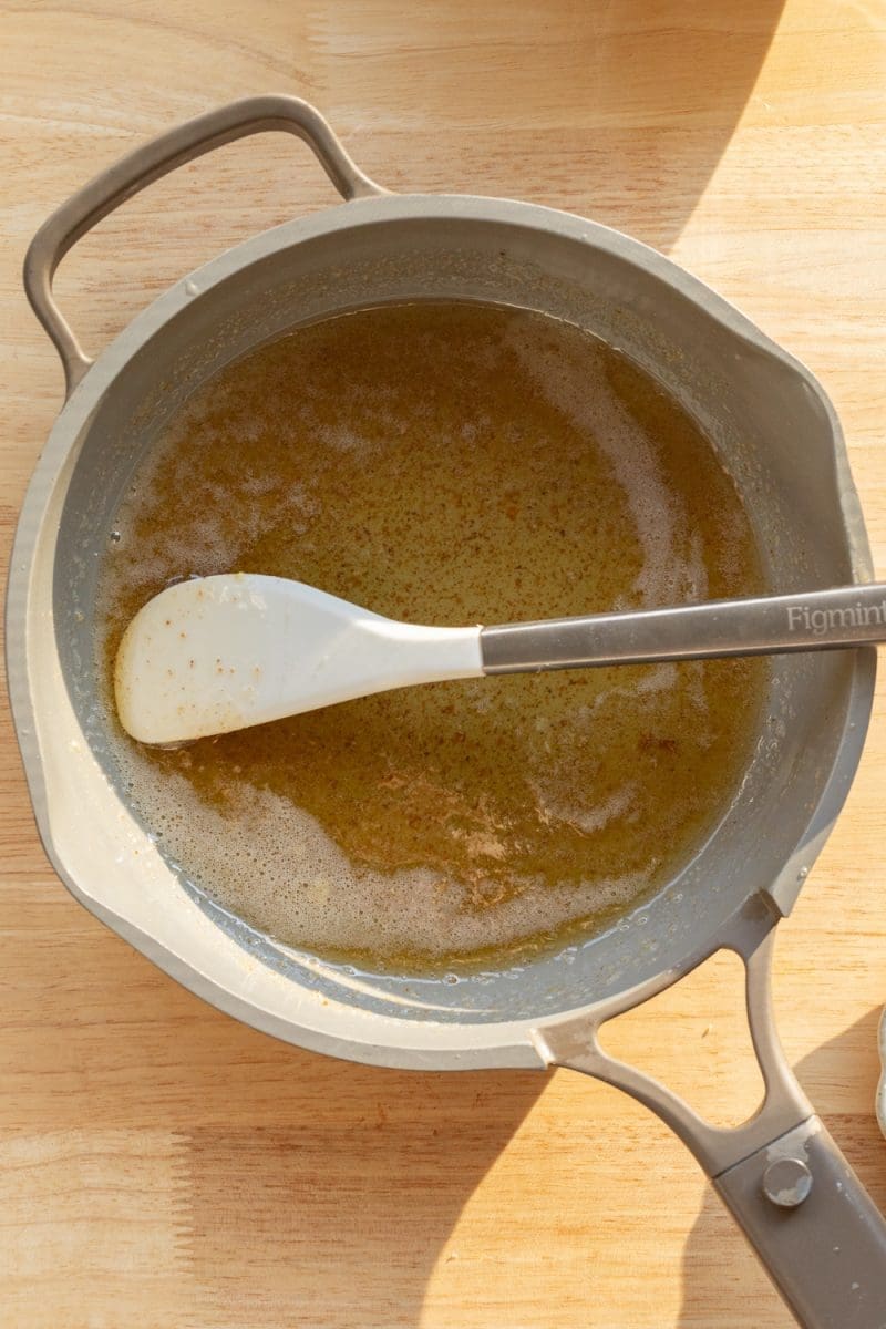 Brown butter in a saucepan.