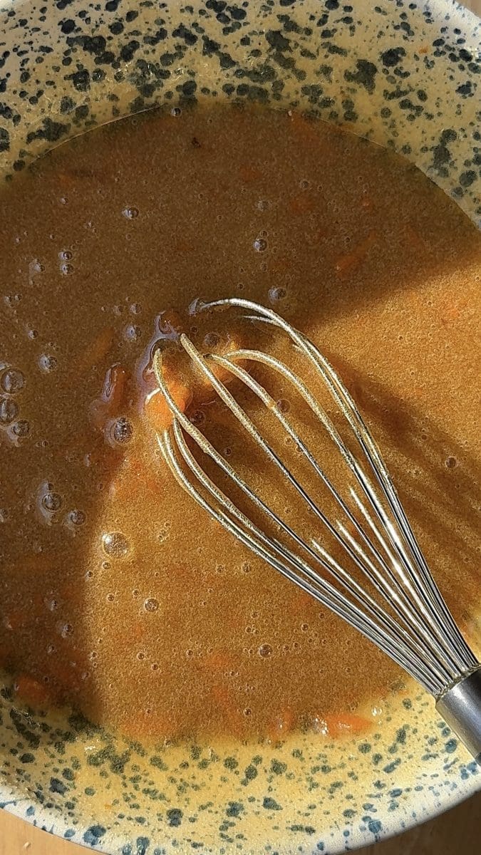 The wet ingredients whisked together.