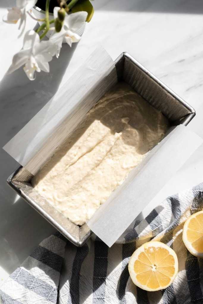The loaf with a single layer of vanilla cake batter