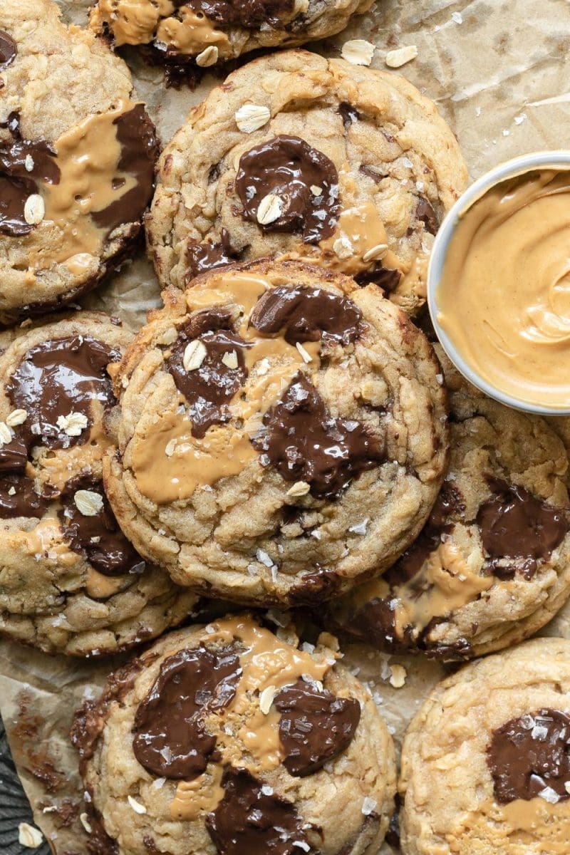 Peanut Butter Stuffed Oatmeal Chocolate Chip Cookies