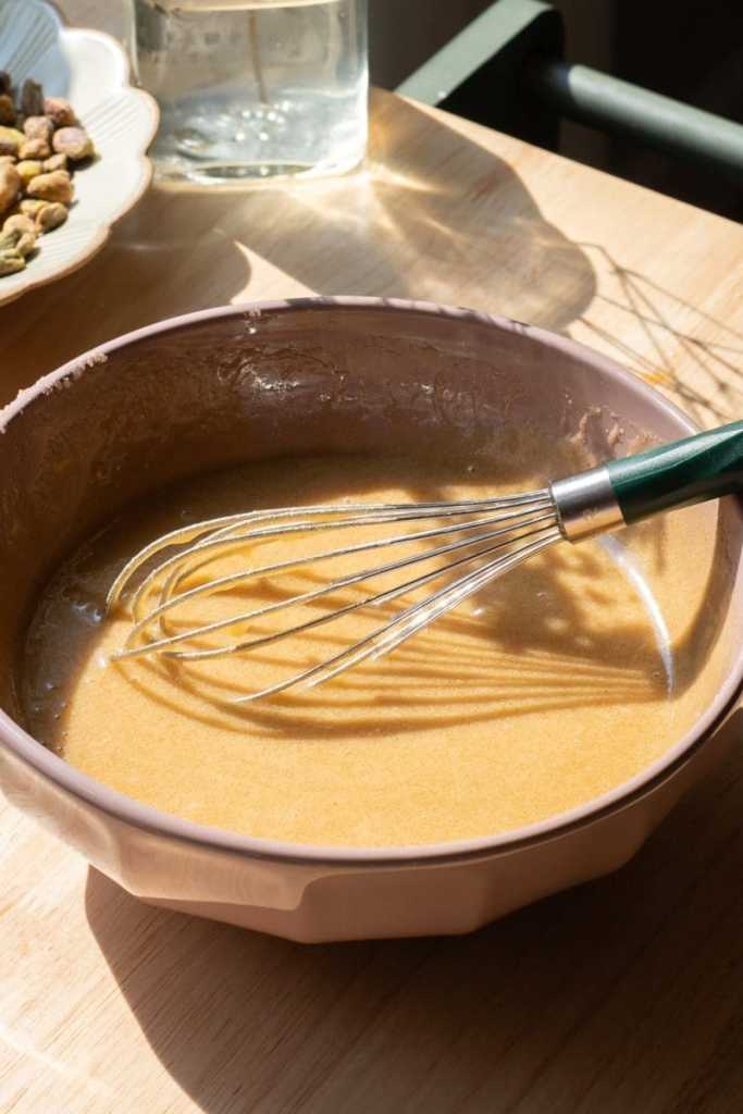 The cookie dough after mixing in the egg and vanilla.