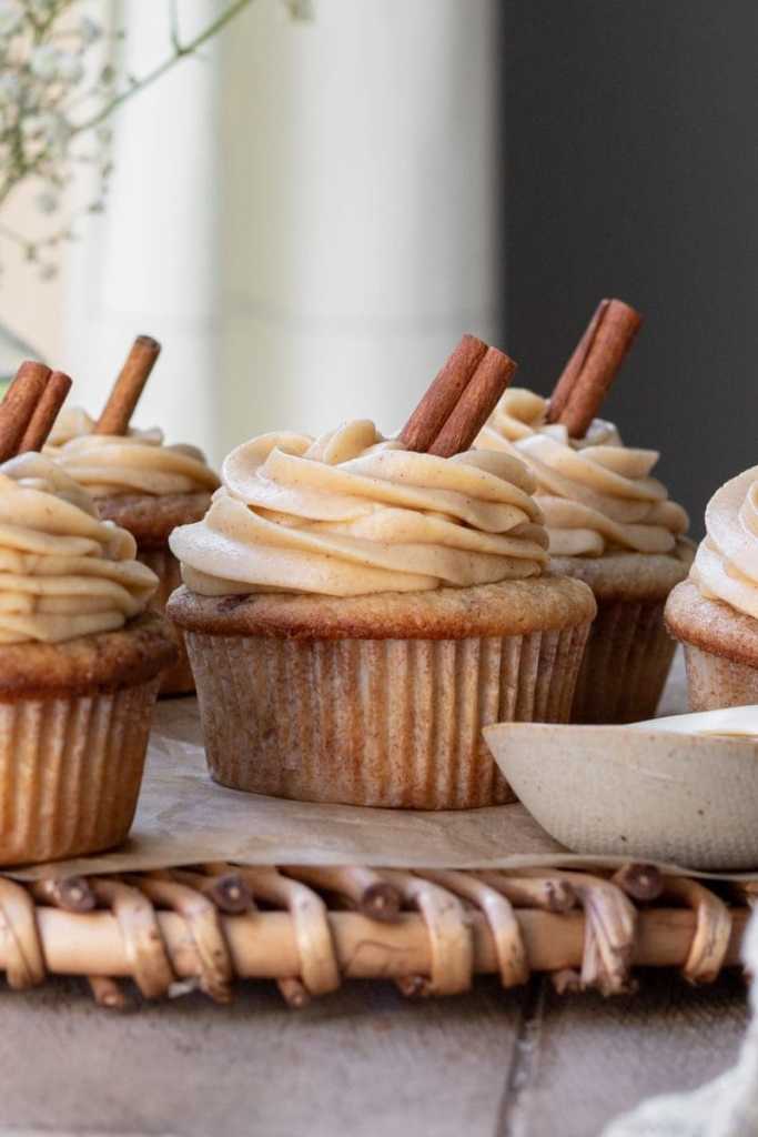Close up of the chai dulce de leche cupcakes