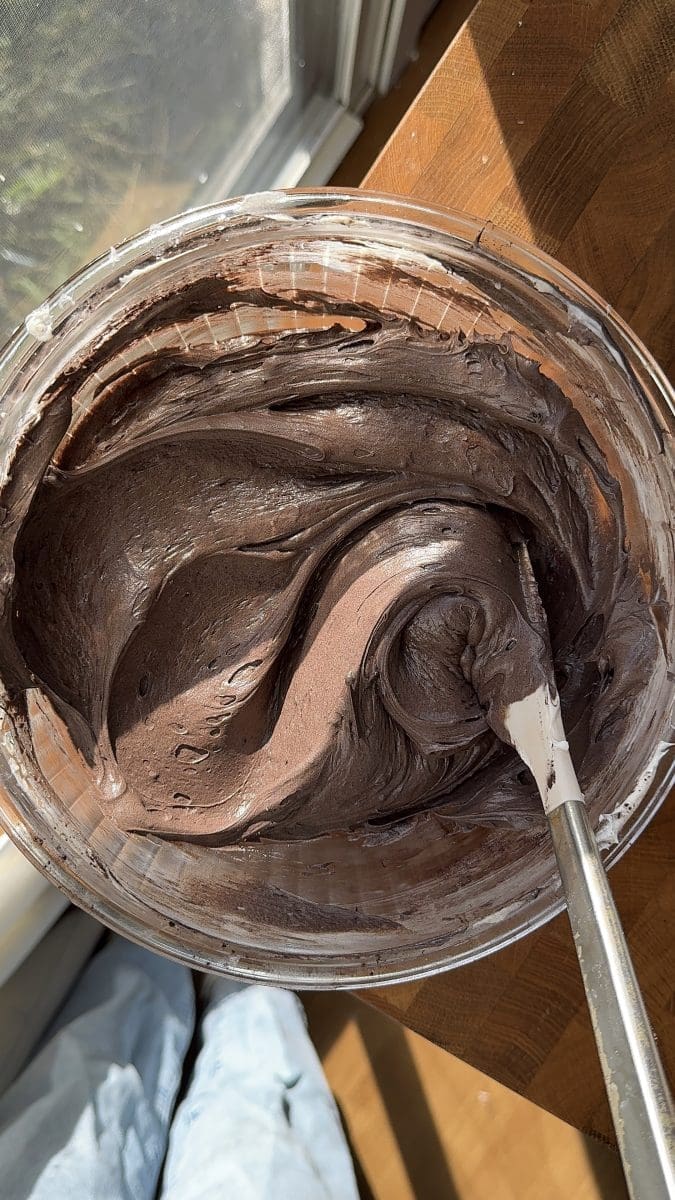 The black cocoa cream cheese frosting.