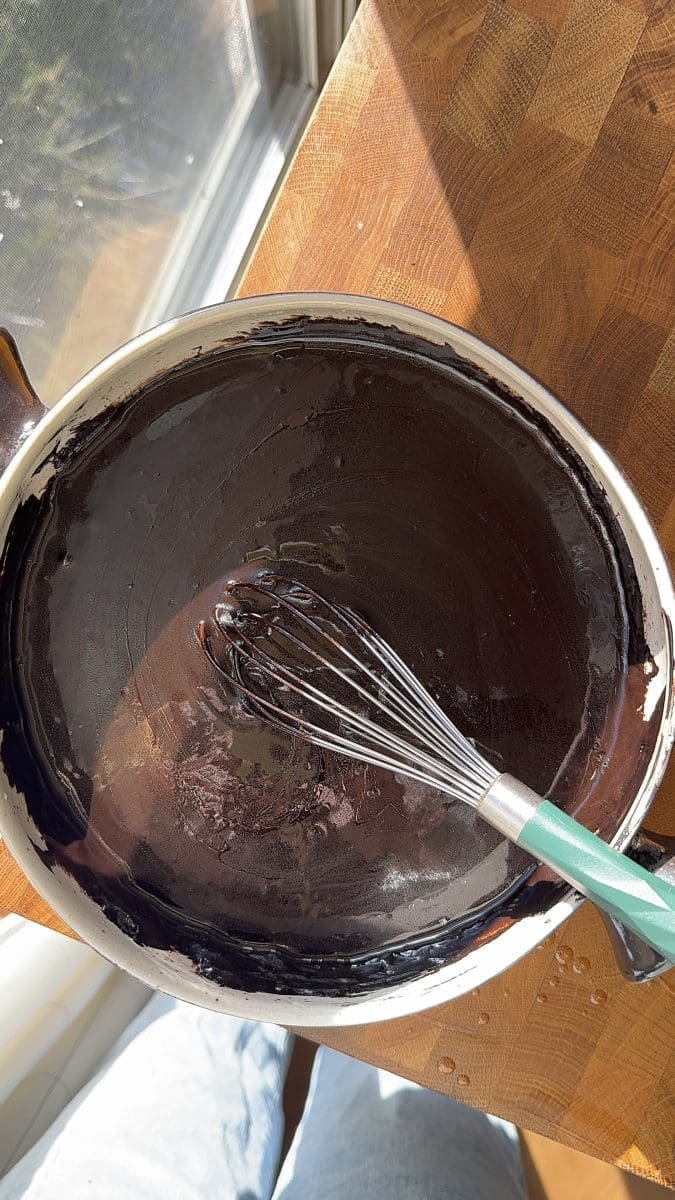 The wet ingredients whisked together.