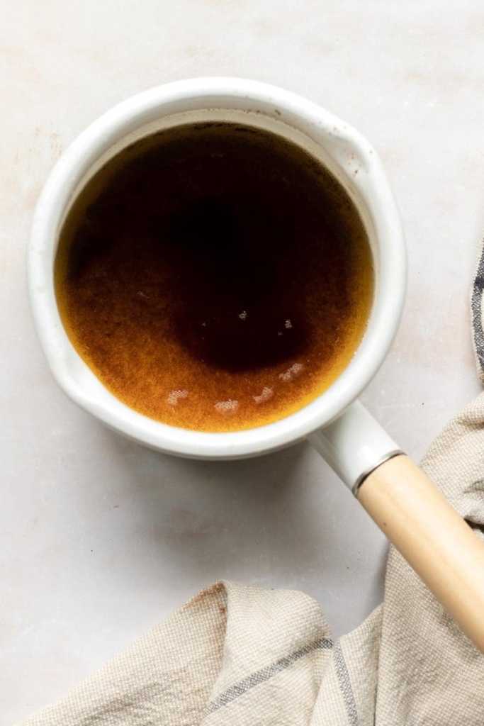 Brown butter in a saucepan.