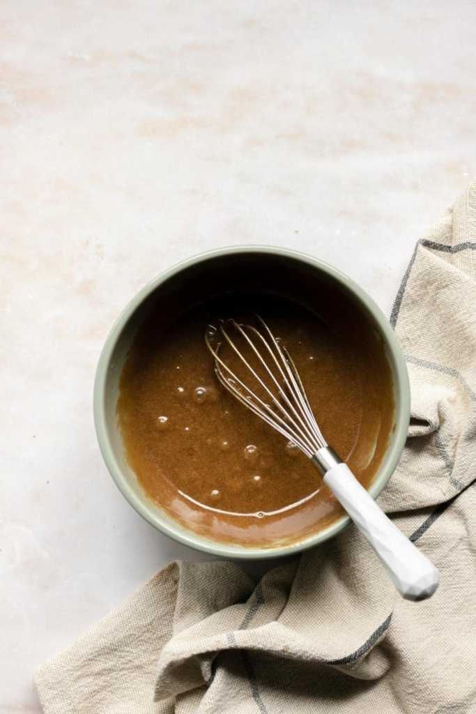 The wet ingredients whisked together.