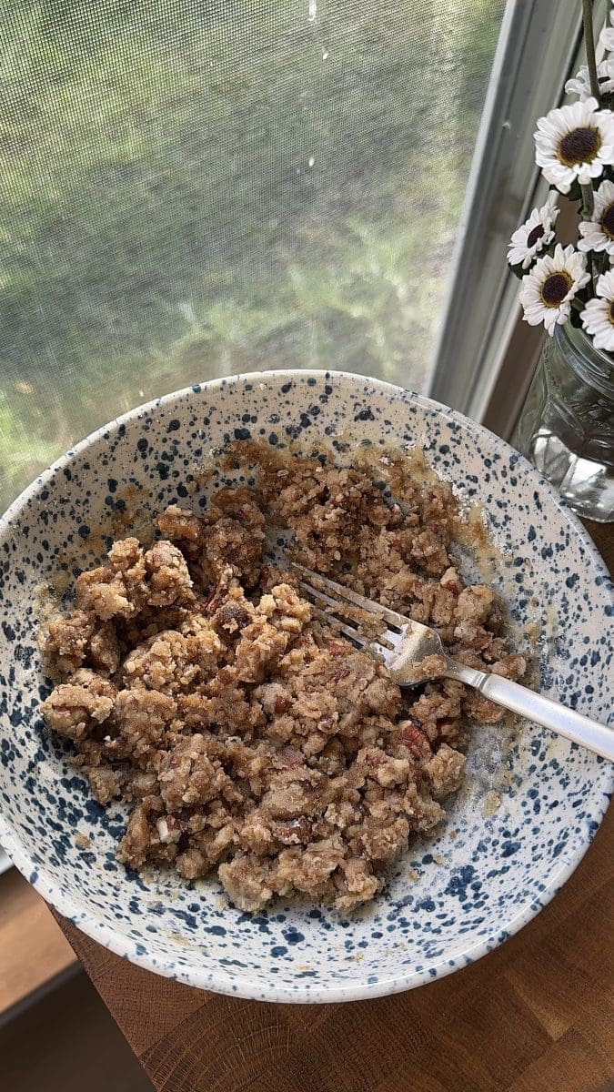 The crust ingredients mixed together.