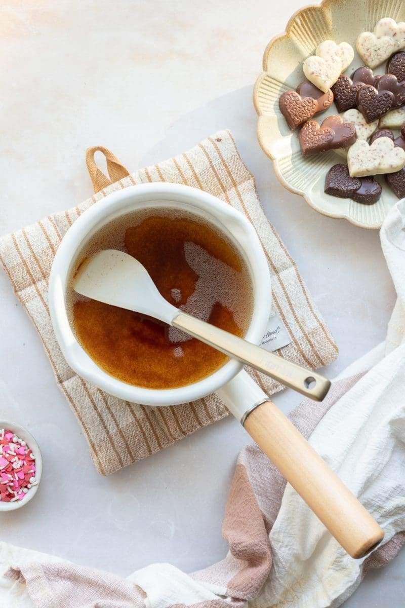 Brown butter in a saucepan.