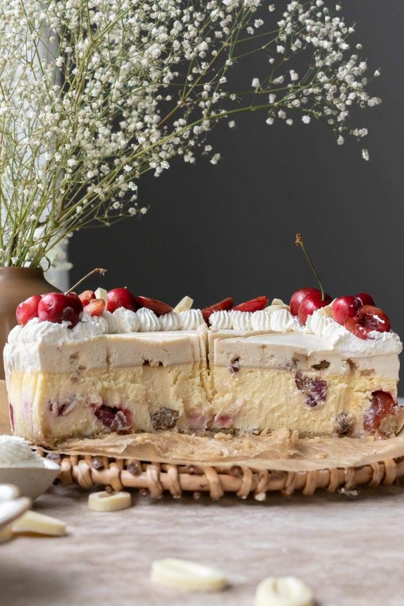 White Chocolate Cherry Cheesecake