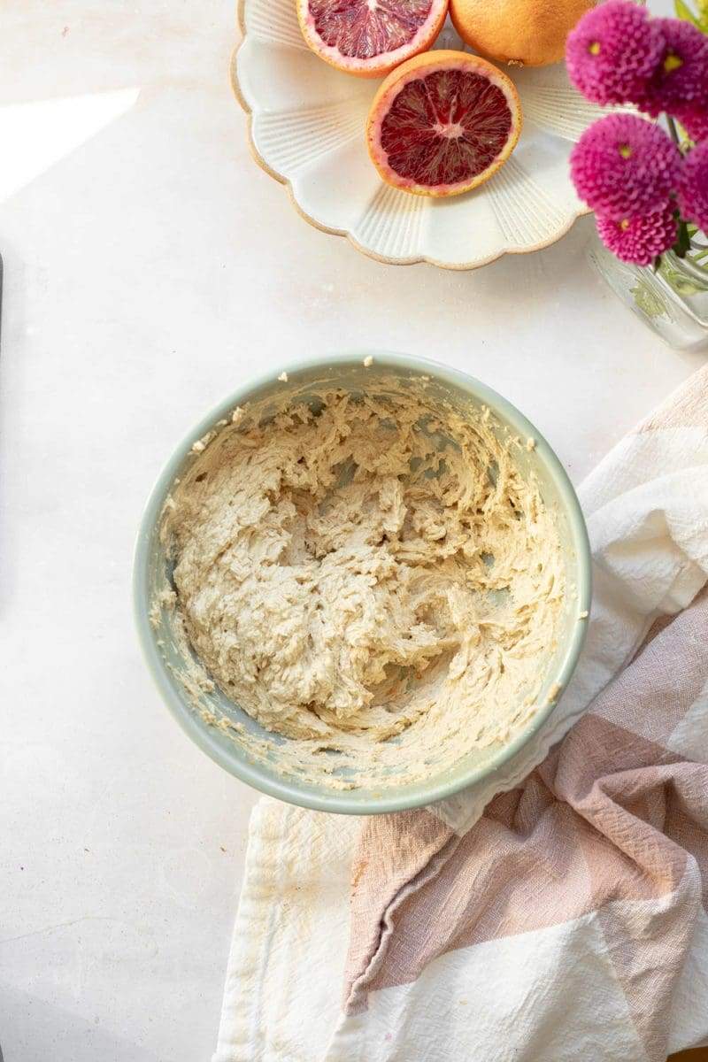 the dough after adding in the egg and vanilla