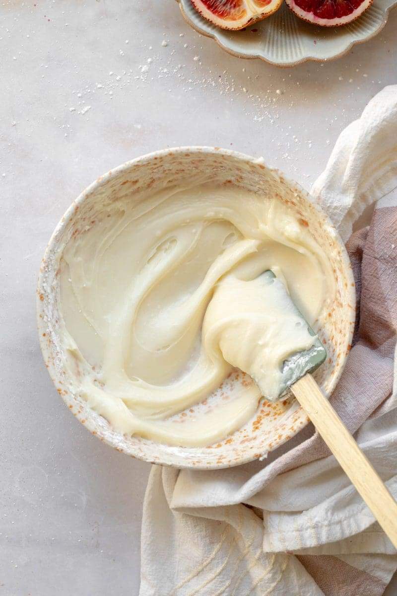 The cream cheese frosting.