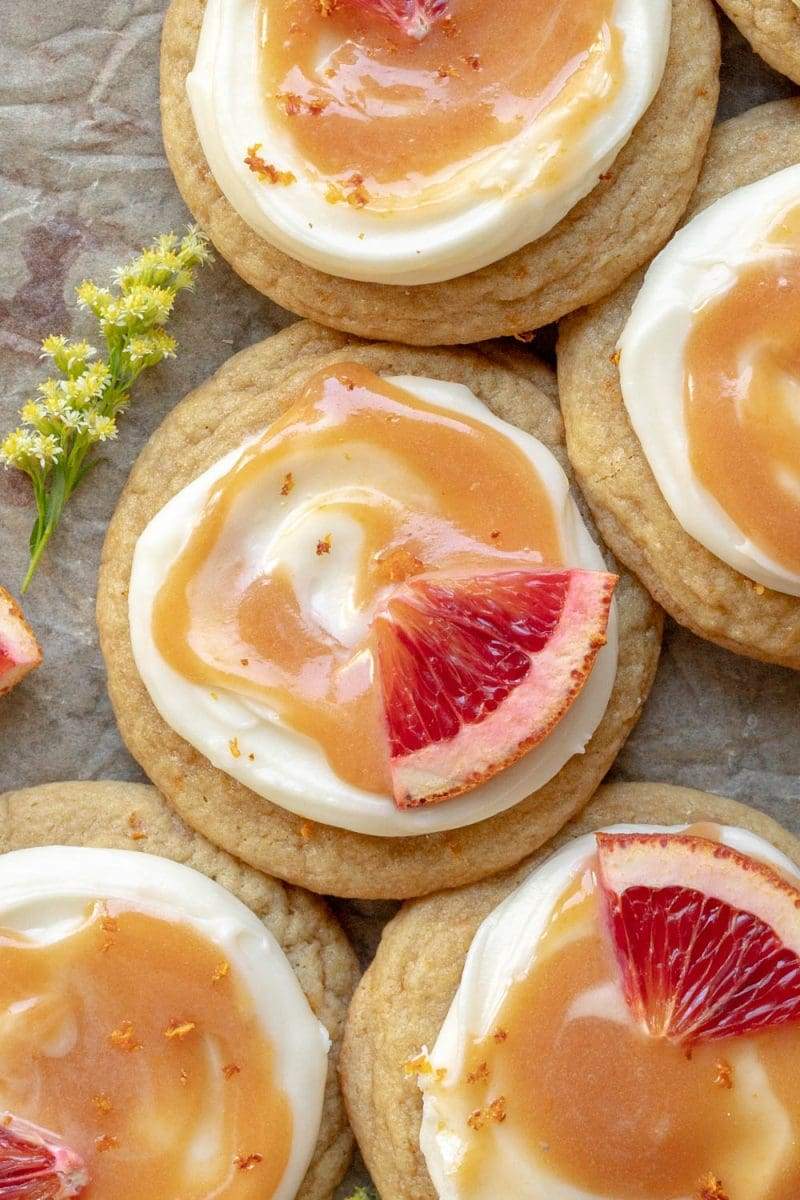 Close-up of the blood orange cookies.