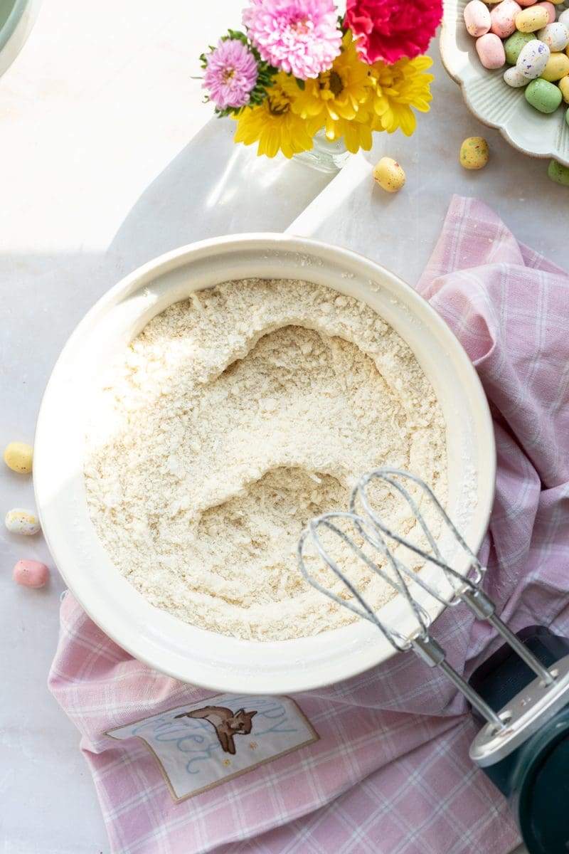 the butter beat into the dry ingredients