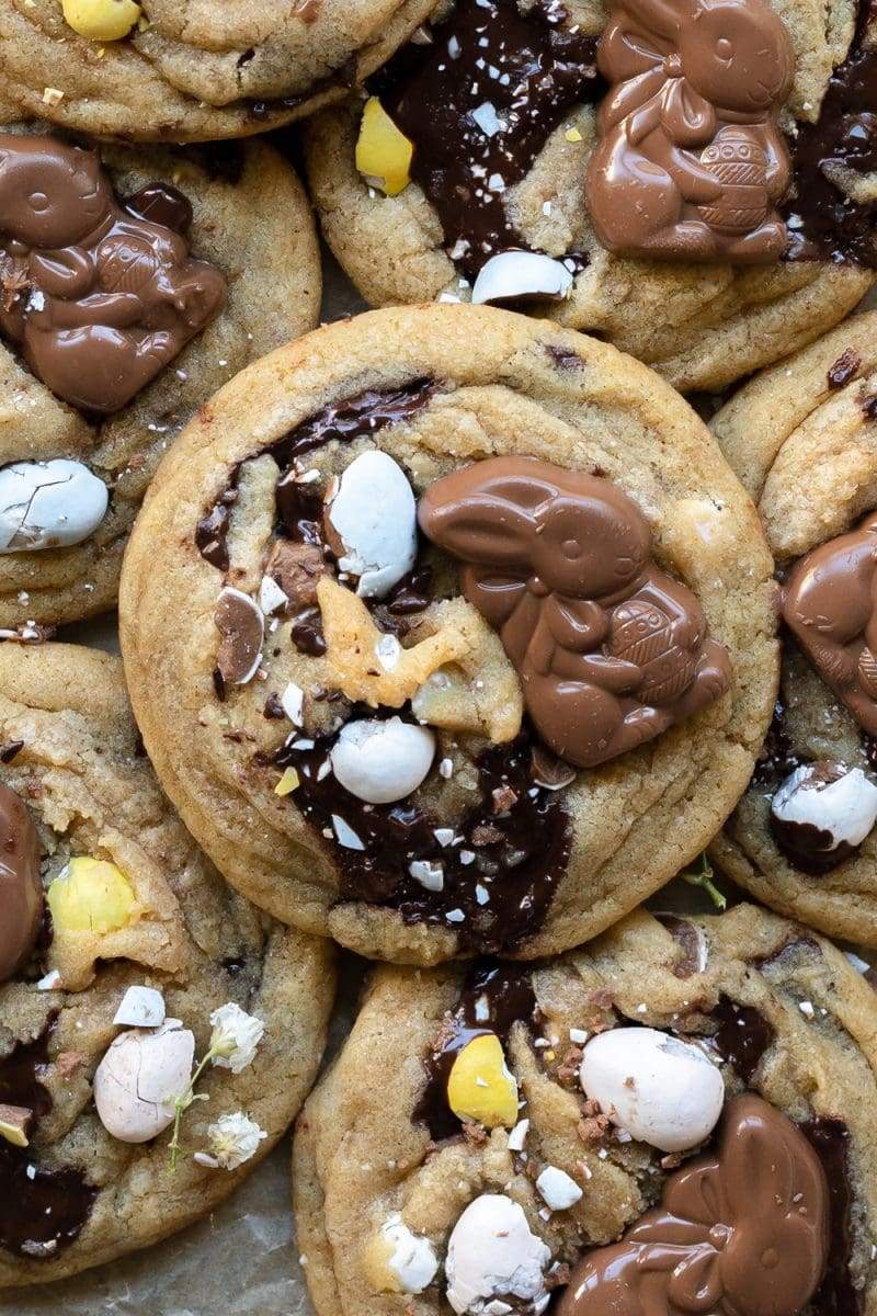 close up of a cadbury egg cookie