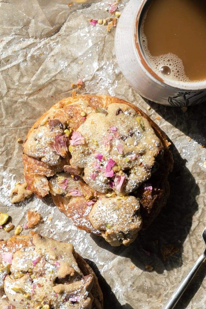 Pistachio Rose Cookie Croissants