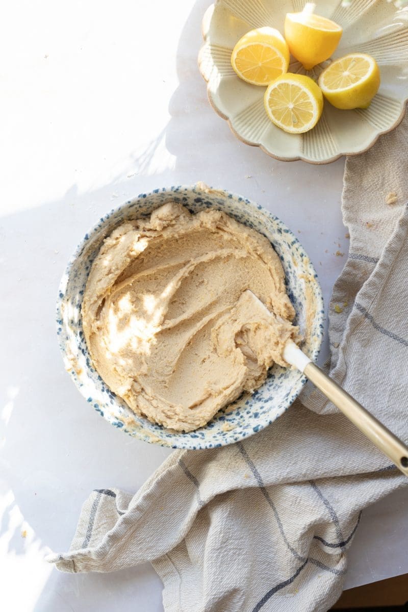 The finished dough prior to baking, in a mixing bowl.