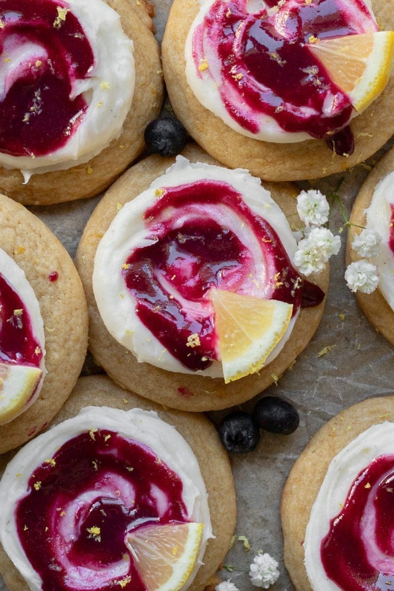 Close up of the lemon blueberry cookies