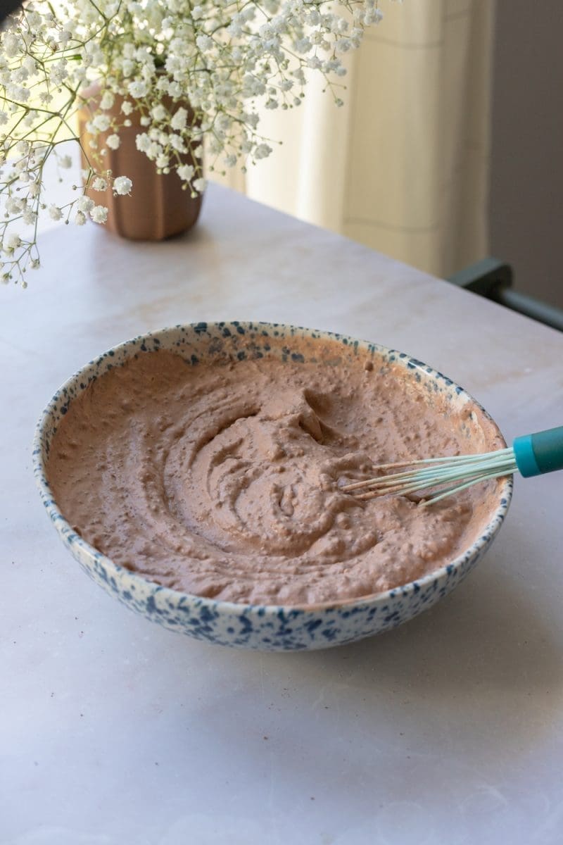 The chocolate pudding mixture.