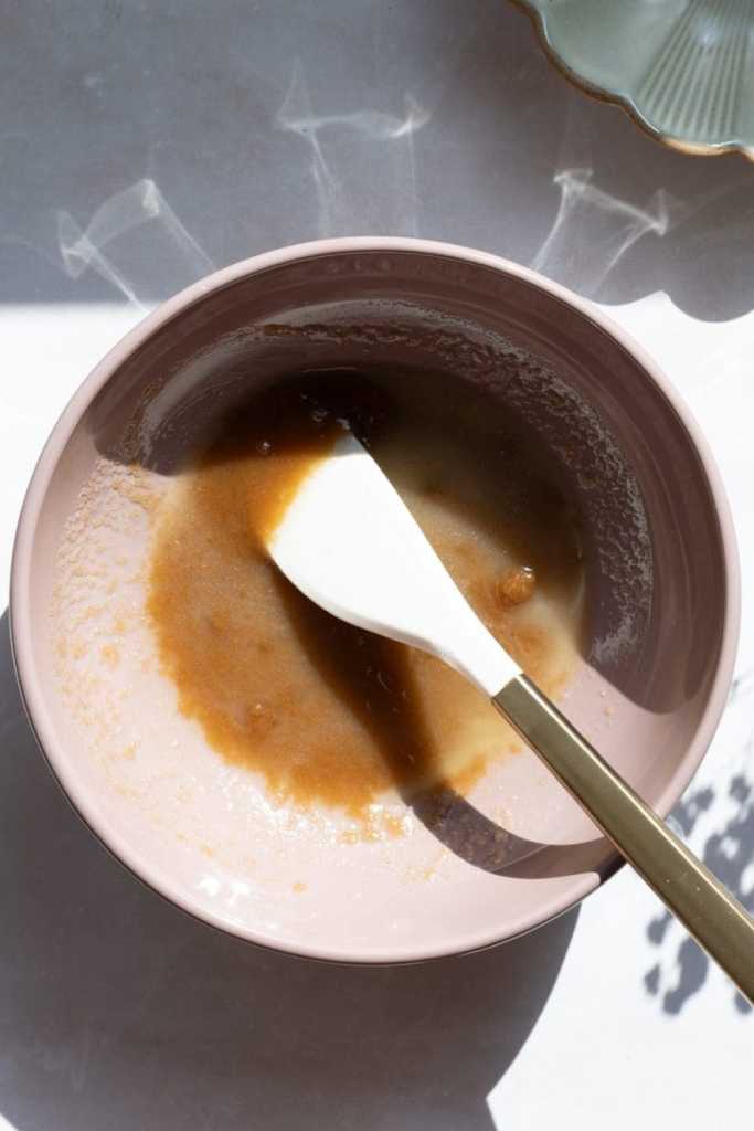 the mixing bowl, after mixing the sugar and butter