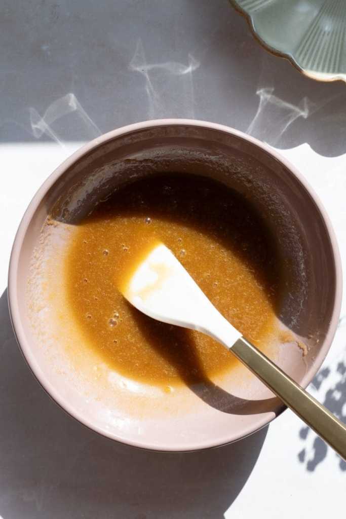 the mixing bowl, after mixing in the egg and vanilla