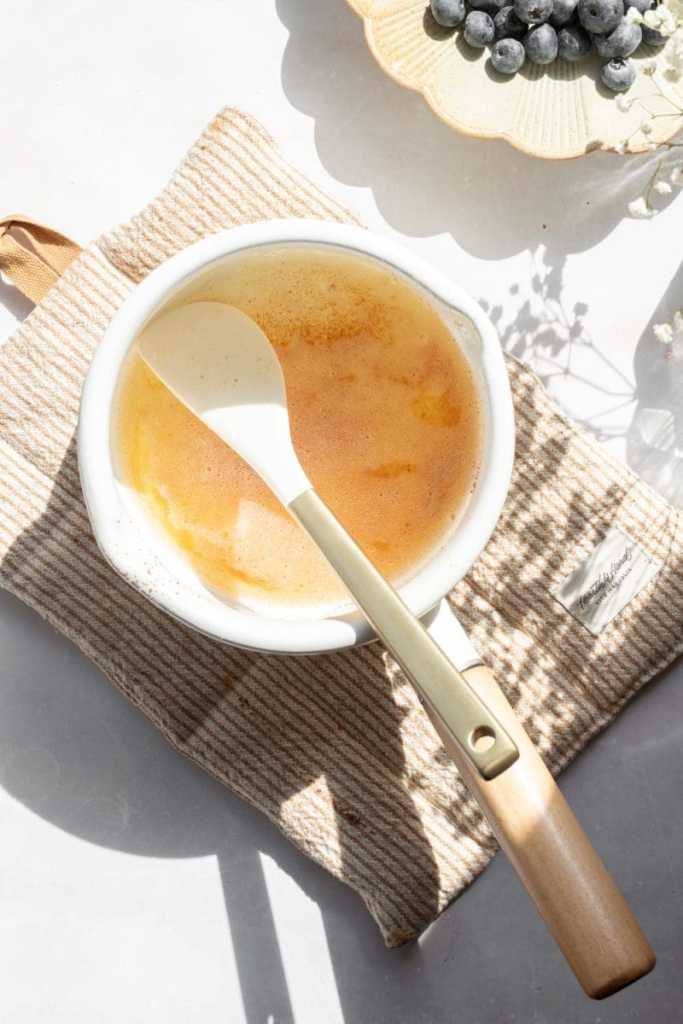 Brown butter in a saucepan.