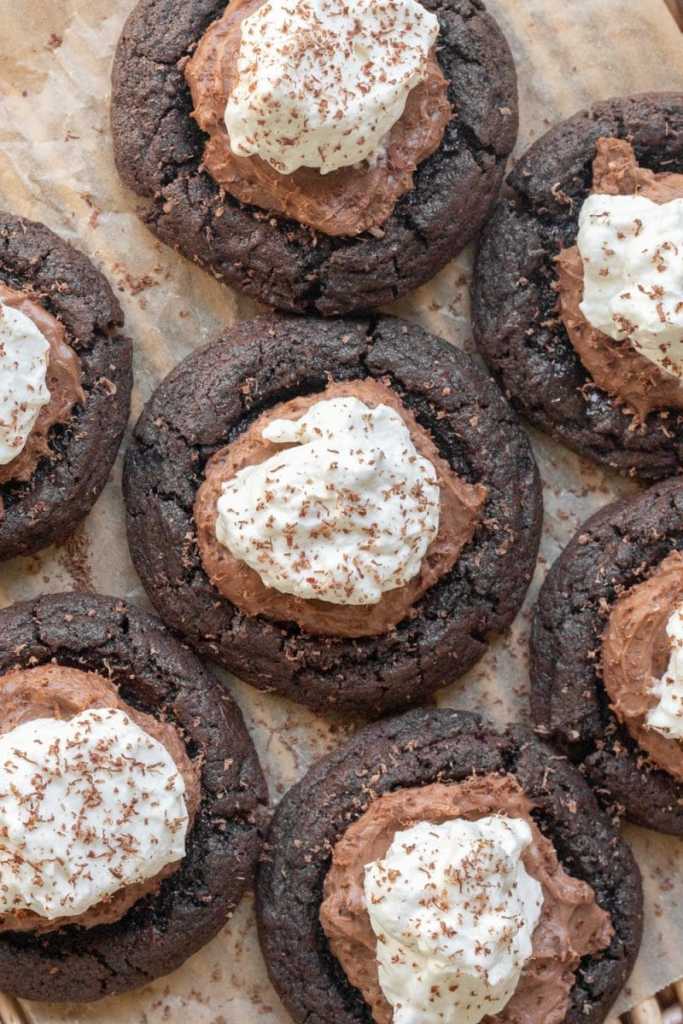 Flat lay of the french silk pie cookies.