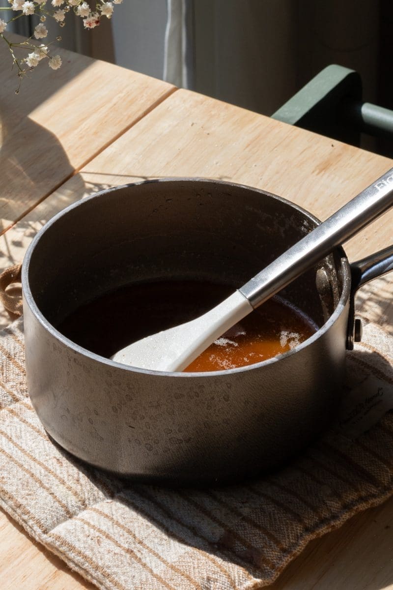 Brown butter in a saucepan.