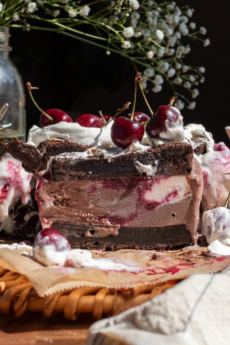 Cherry Brownie Ice Cream Sandwiches