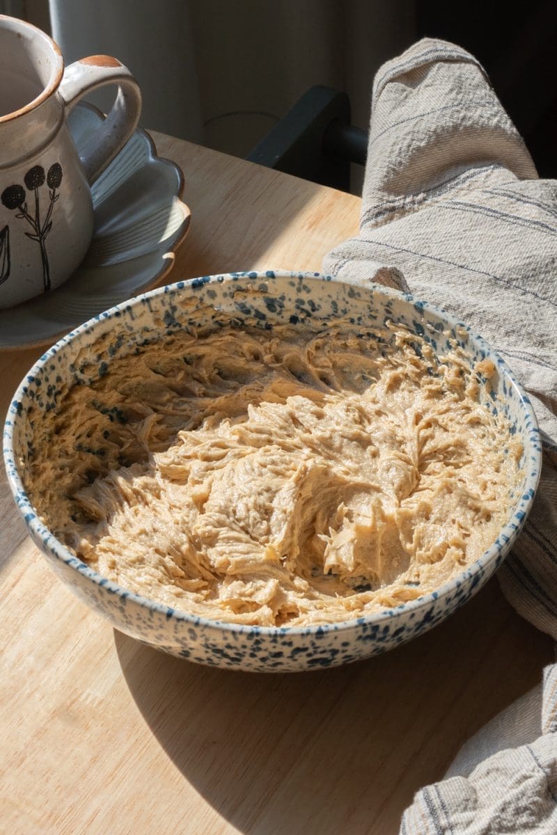 The dough after beating in the egg and vanilla.