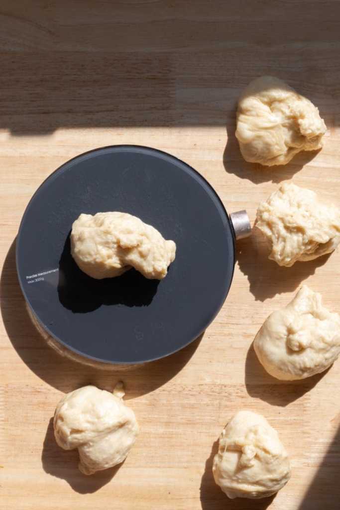 The dough ripped up into 6 pieces.
