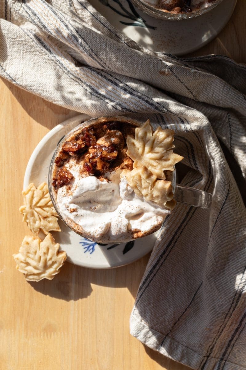 Top view of the toasted pecan maple latte