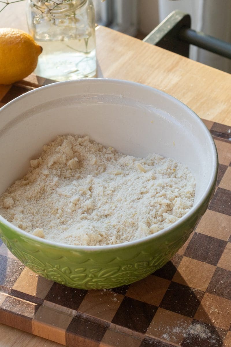 The butter and dry ingredients beaten together.