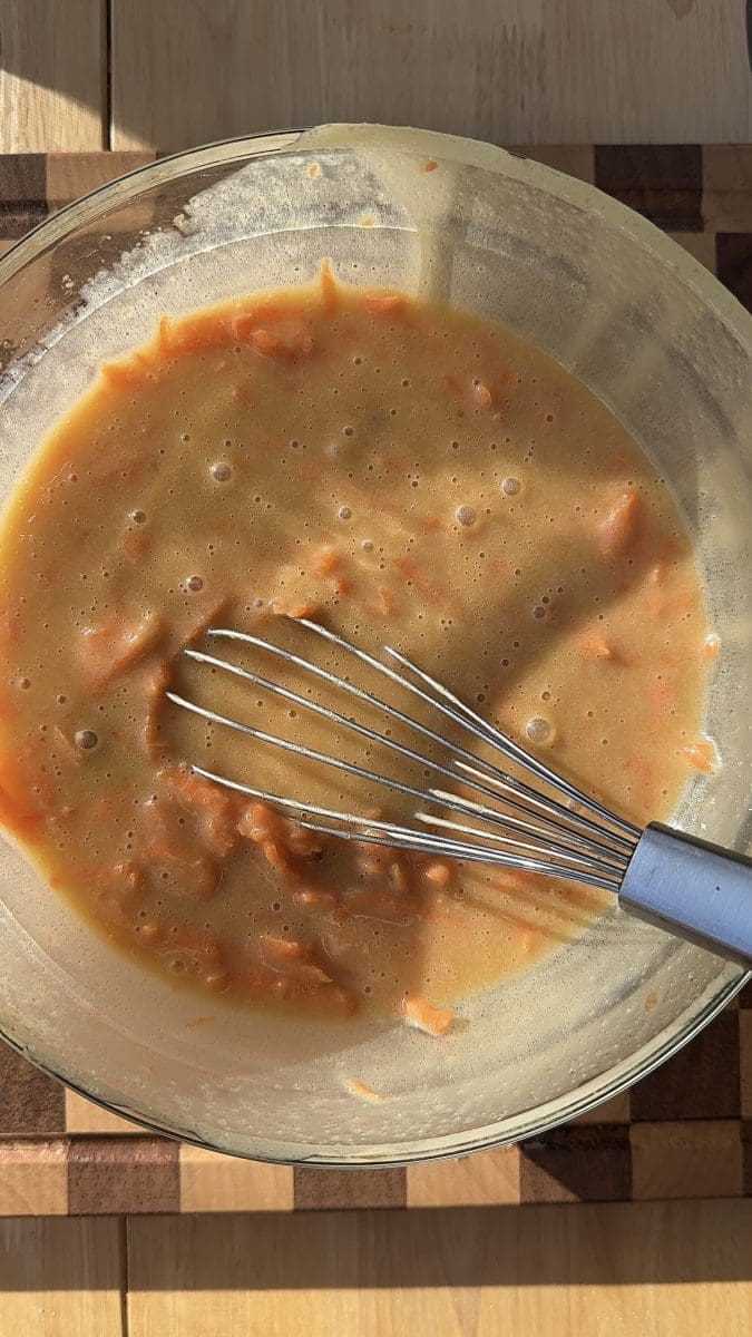 The wet ingredients whisked together.