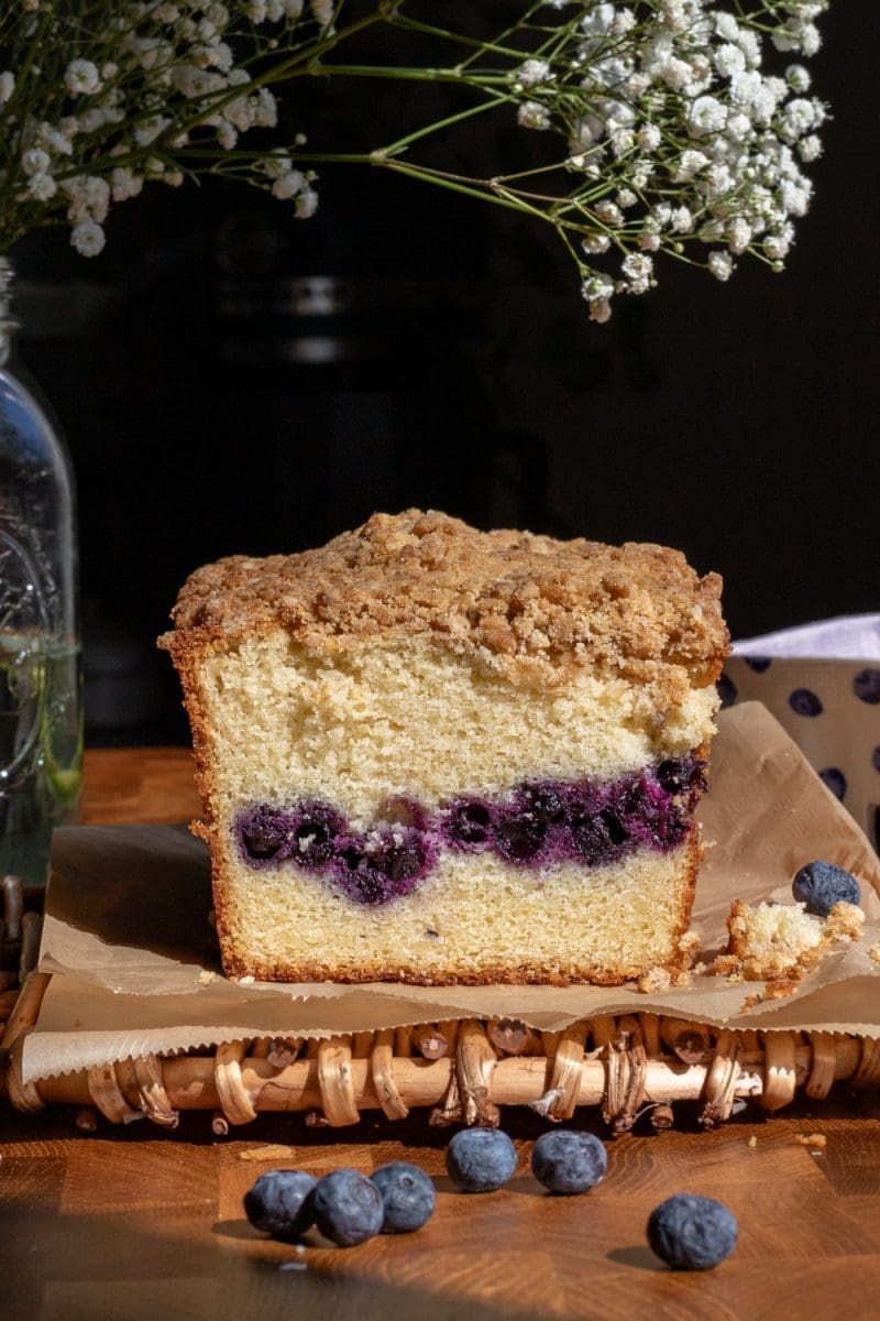 Cross-section of the lemon blueberry loaf.