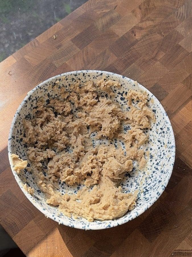 The butter and sugar beaten together.