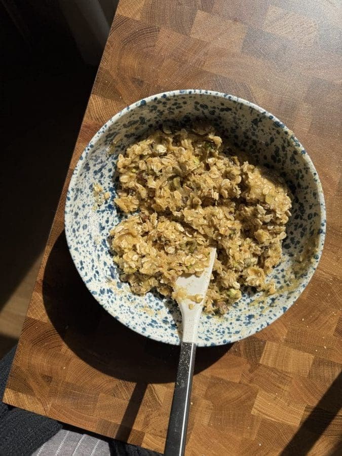 Pistachio oatmeal cookie dough.