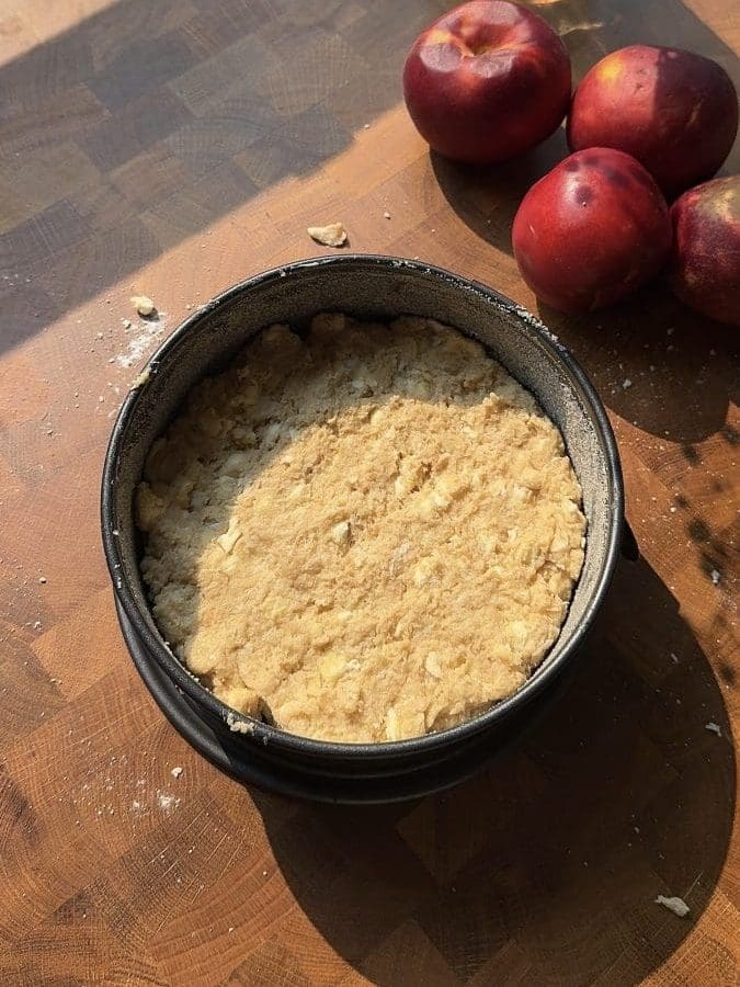 The dough in a springform pan.