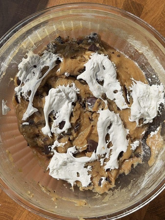 The cookie dough with marshmallow fluff swirled on top.