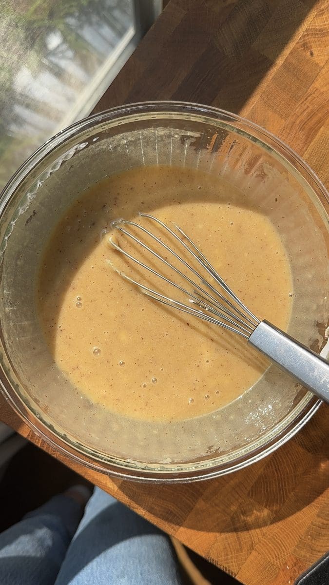 The wet ingredients whisked together.