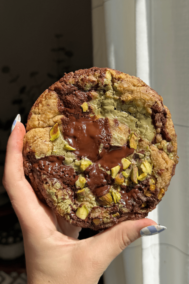 Single Serve Pistachio Cream Chocolate Chip Cookie