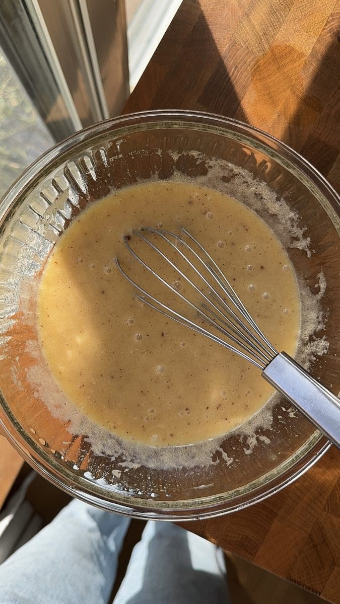 The wet ingredients whisked together.