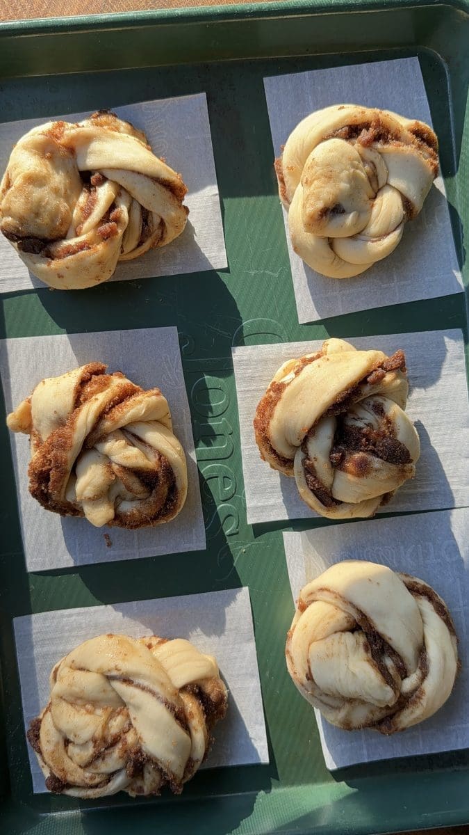 The donuts rolled into knots.